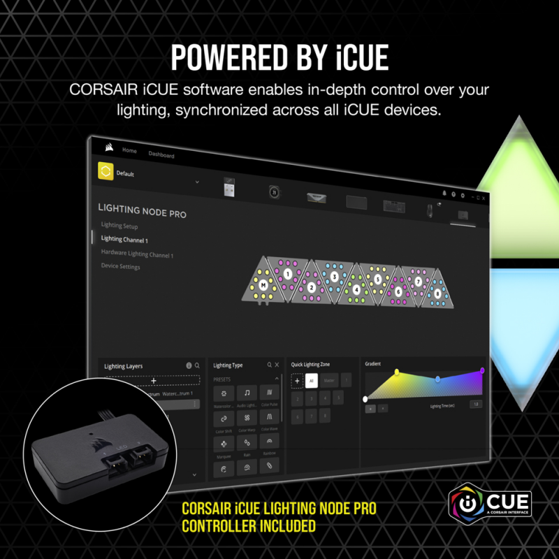 Corsair ICUE LC100 Case Accent Lighting Panels - Mini Triangle - 9x Tile Starter Kit (CL-9011114-WW) - Image 4