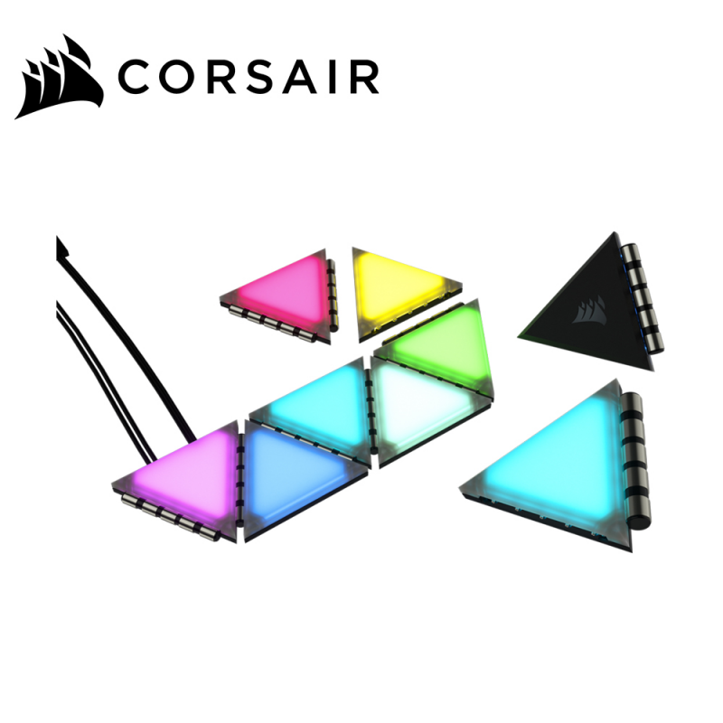 Corsair ICUE LC100 Case Accent Lighting Panels - Mini Triangle - 9x Tile Starter Kit (CL-9011114-WW)