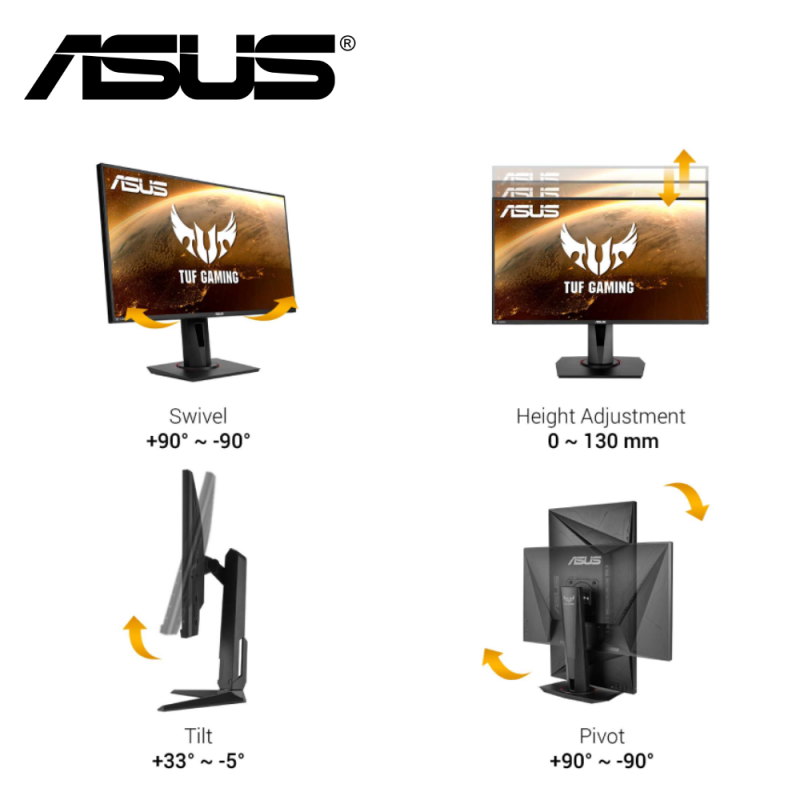 ASUS TUF VG279QR 27" FHD 165Hz FreeSync Gaming Monitor ( 1ms MPRT, Shadow Boost, DP, HDMI, 3 Yrs Wrty ) - Image 4